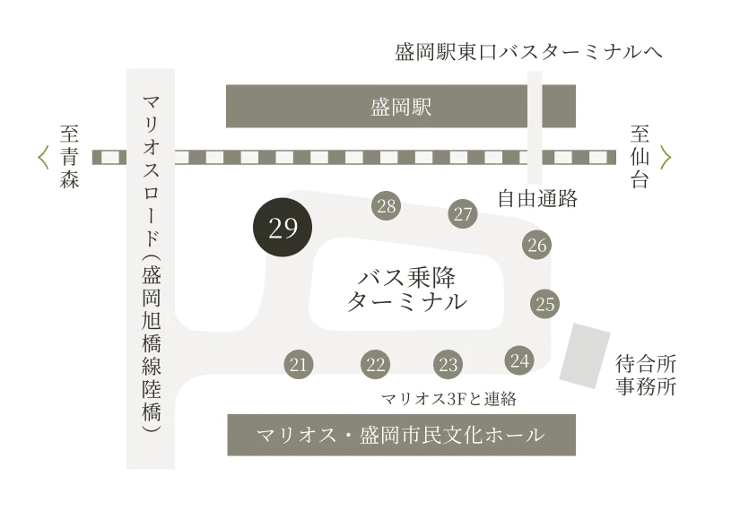 盛岡駅西口ロータリー29番の地図